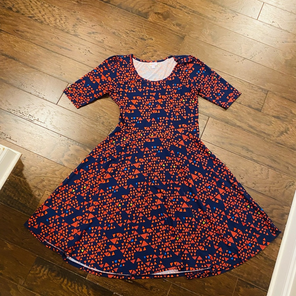 Lularoe Nicole Dress XL Blue Orange